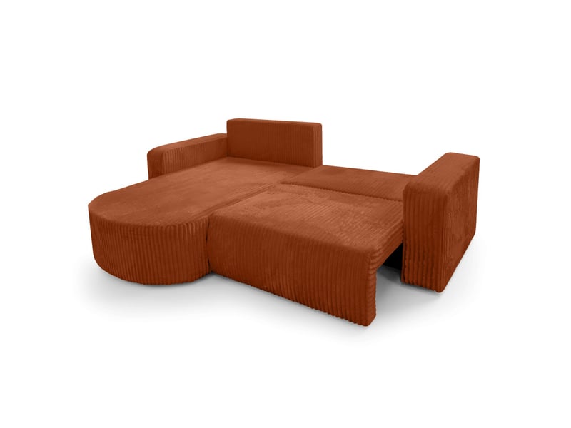  Kiara - canapé d'angle compact réversible et convertible 4 places en velours côtelé épais  - Conforama C