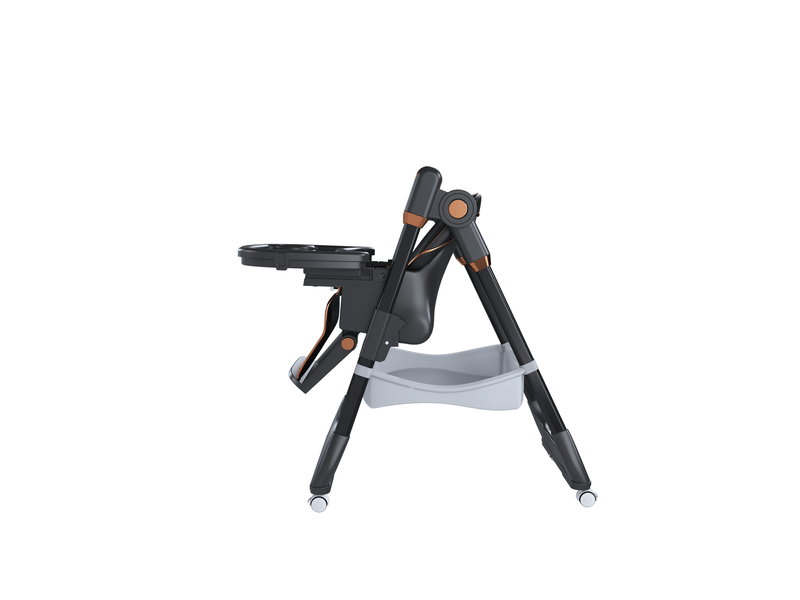  Chaise haute bébé pliable noire 6 mois à 6 ans avec roulettes verrouillables  - Conforama E