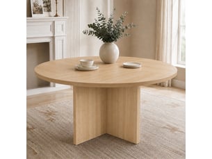 Table à manger ronde 120 x 120 cm, 4-6 personnes, style scandinave, chêne