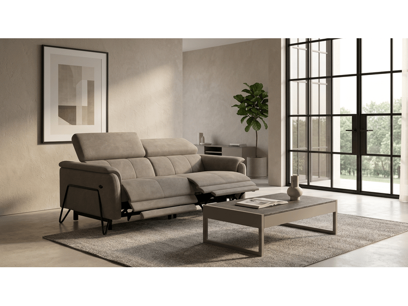  Canapé 3 places roden, 2x relax, tissu velours beige RODEN - Conforama B