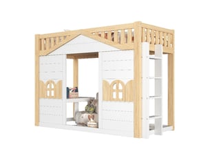 Lit cabane 90x200 cm <strong>KORFEE</strong>  <strong></strong> coloris bicolore