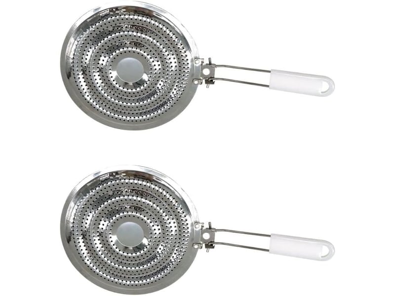 Ensemble de diffuseurs de chaleur pour cuisinière à gaz 2 pièces - acier inoxydable - 20,5 cm - manique pliable en acier inoxydable - Conforama A