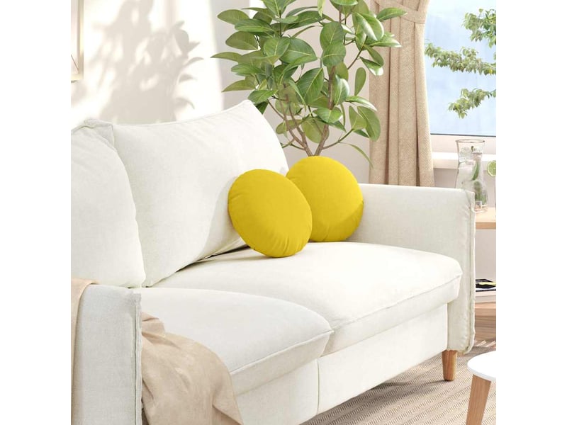  Lot de 2 coussins de siège, coussins décoratifs tissu jaune clair ø30 x 13 cm cf59838  - Conforama B