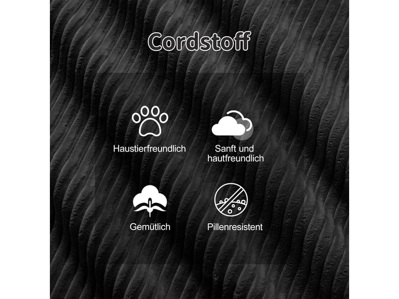  Canapé modulable noir tissu velours côtelé design contemporain salon  - Conforama W