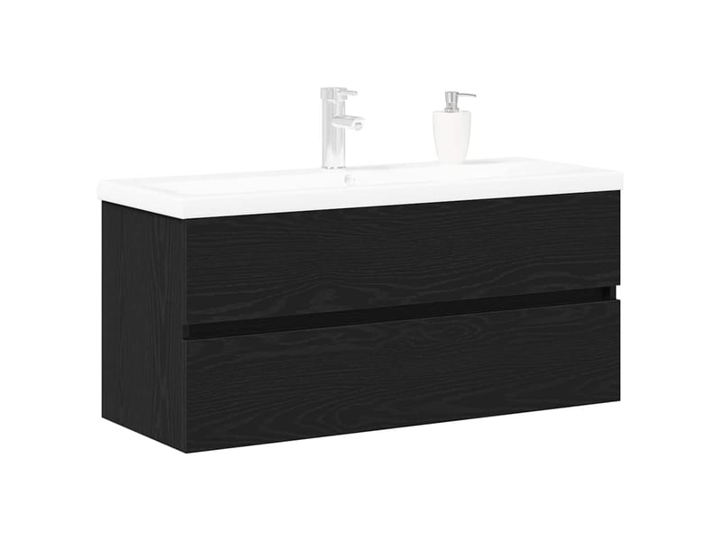  Meuble de lavabo de salle de bain, armoire de bain chêne noir 100 x 39 x 62 cm cf65517  - Conforama C