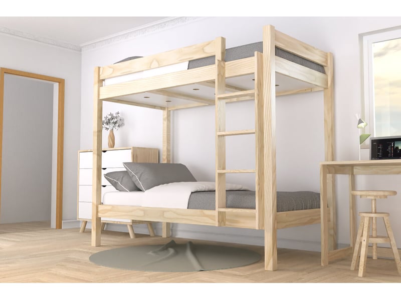  Lit superposé 2 places 80x200 échelle droite bois abc, vernis naturel SUPABCDR82-V - Conforama B