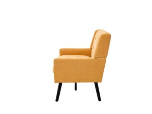 Banquette 2 places en lin l119 cm, pieds bois massif antidérapants, coussin mousse haute densité