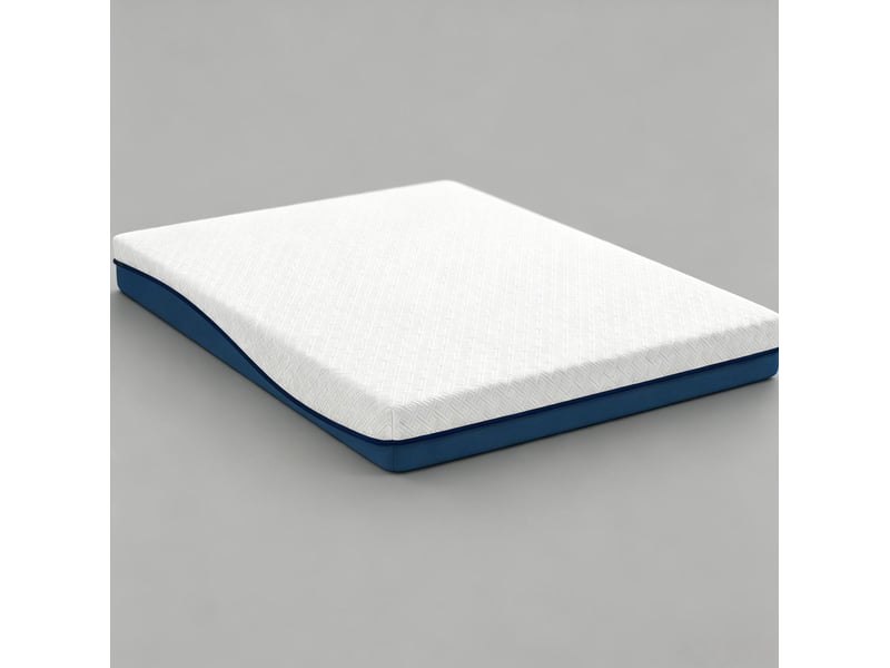  Matelas double à mémoire de forme 160x200 cm – blanc et bleu-vert – housse lavable, soutien équilibré  - Conforama E