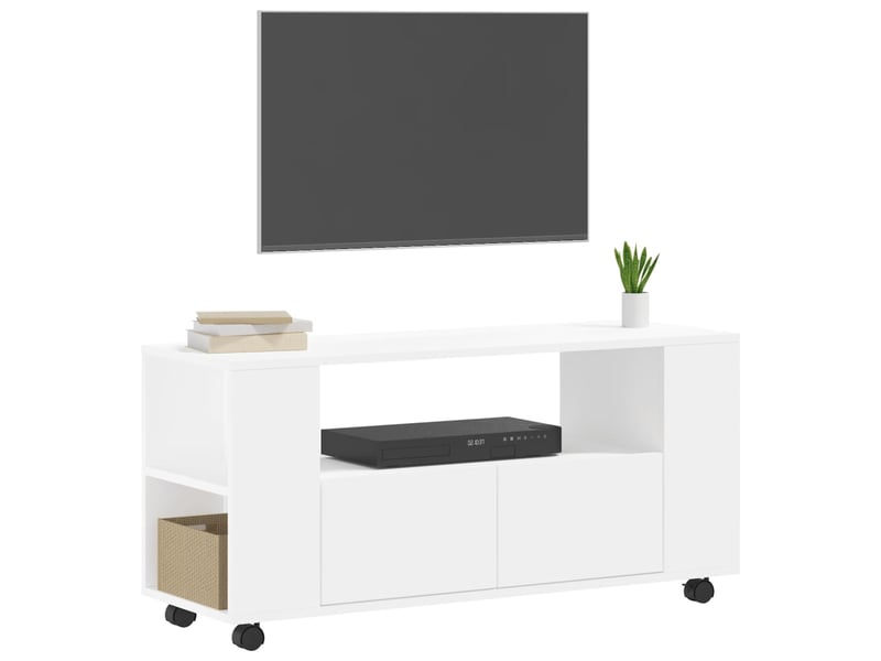  Meuble tv - banc tv - meuble de rangement blanc 102x34,5x43 cm bois d'ingénierie  - Conforama C