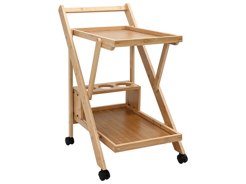  Desserte de cuisine, chariot de rangement avec roues marron clair 65x40,5x76,5 cm  - Conforama A