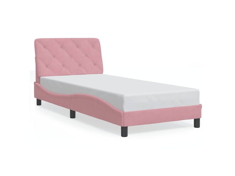  Lit simple- lit adulte -  cadre de lit sans matelas rose 80x200 cm velours  - Conforama A