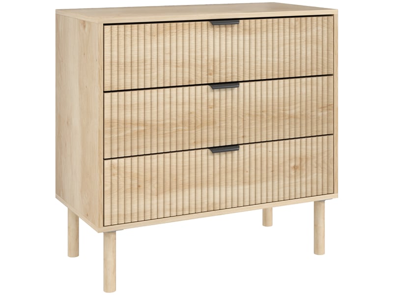  Commode en bois de style nordique à 3 tiroirs pour chambre et entrée, 80 x 40 x 77,5 cm, chêne  - Conforama A