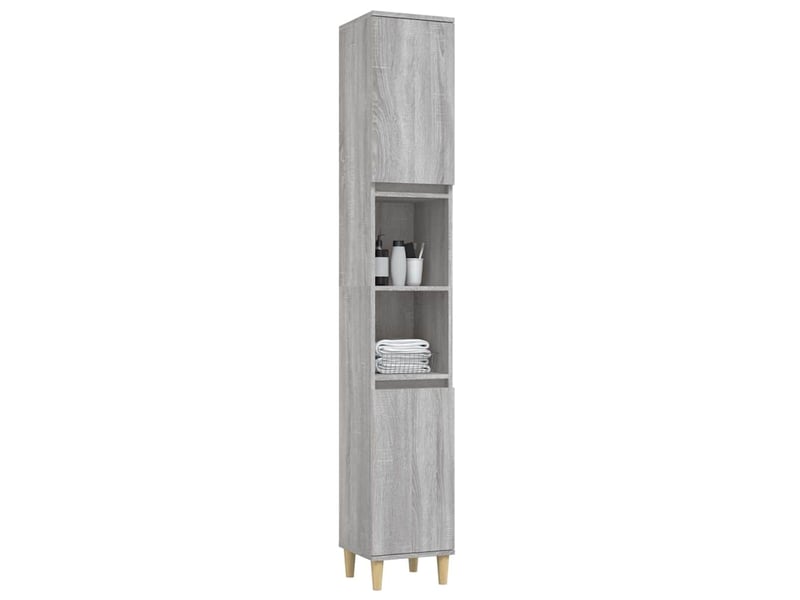  Amoire de salle de bain sonoma gris 30x30x190cm bois d'ingénierie shl5601  - Conforama D