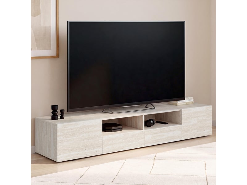  Meuble tv 180 cm eli bois effet travertin  - Conforama B