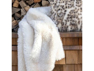 Plaid fausse fourrure écru 150x200 bear