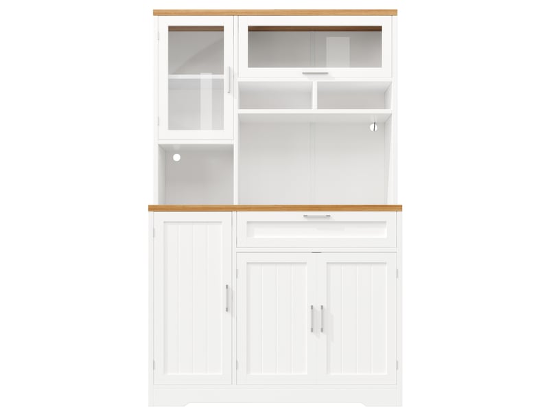 Vaisselier de cuisine 104x40x180 cm – blanc – éclairage led usb pilotable par application, 5 portes - Conforama A