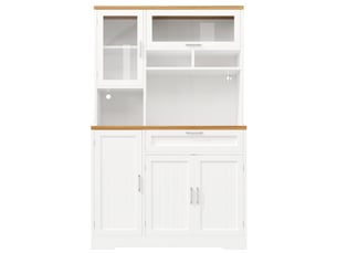 Vaisselier de cuisine 104x40x180 cm – blanc – éclairage led usb pilotable par application, 5 portes