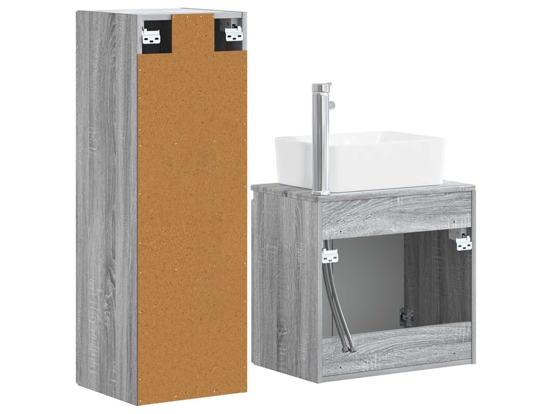 Ensemble de mobilier de salle de bain 2 pcs sonoma gris shl9218 - Conforama E