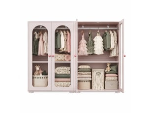 Armoire 4 porte(s) battante   HAVRYA  coloris rose largeur 160 cm