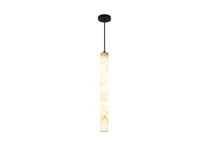 Suspension en marbre naturel 40cm, noire – led lumière chaude, style chandelier moderne