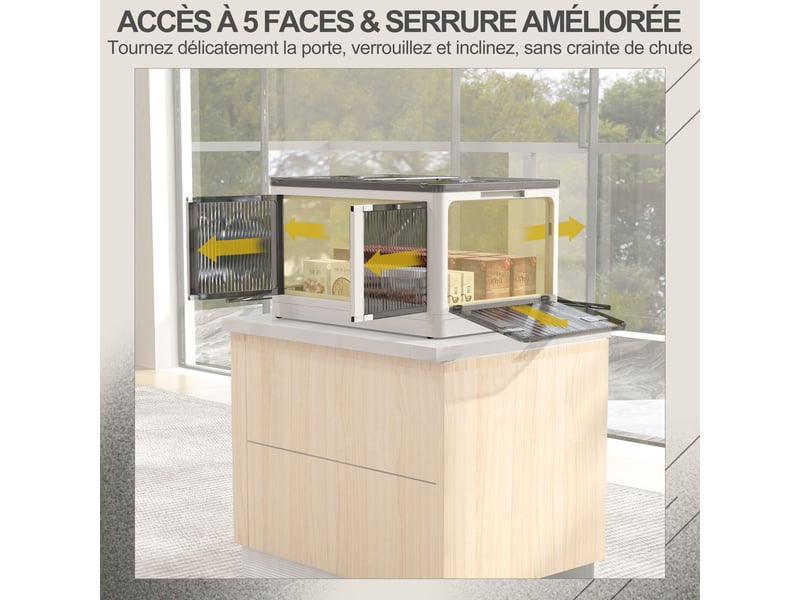  Boîte de rangement pliable et empilable 99l en plastique avec couvercle et 4 roulettes, blanc, accès à 5 côtés  - Conforama E