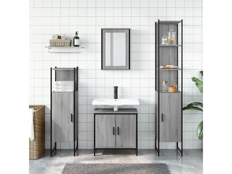 Ensemble de meubles de salle de bain 4 pcs sonoma gris cf63880 - Conforama C