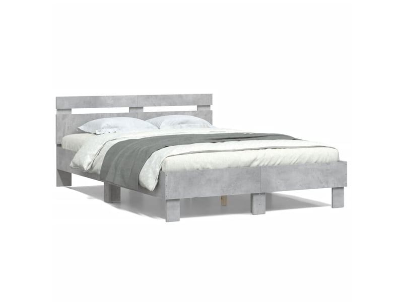  Lit double- lit adulte -  cadre de lit avec led sans matelas gris béton 120x190 cm  - Conforama D