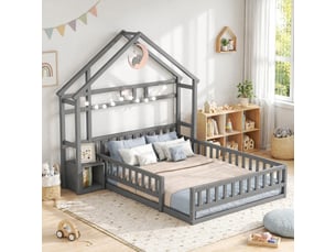 Lit cabane 140x200 cm <strong></strong> <strong></strong> coloris gris
