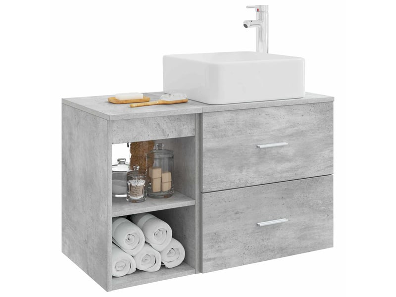  Ensemble de mobilier de salle de bain 2 pcs gris béton shl6594  - Conforama C