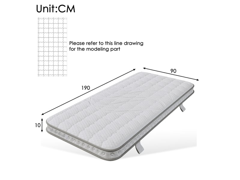  Matelas hybride modenvie 90 x 190 cm 7 zones h3 avec ressorts ensachés et mousse froide  - Conforama C