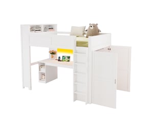 Lit mezzanine 90x200 cm <strong>OKWISH</strong> <strong></strong> coloris blanc