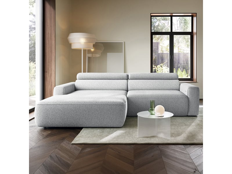 Selsey fando - canapé d'angle - 252 cm - tissu tressé gris clair - côté gauche Fando - Conforama B