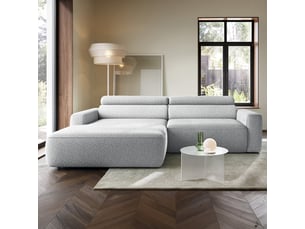 Selsey fando - canapé d'angle - 252 cm - tissu tressé gris clair - côté gauche
