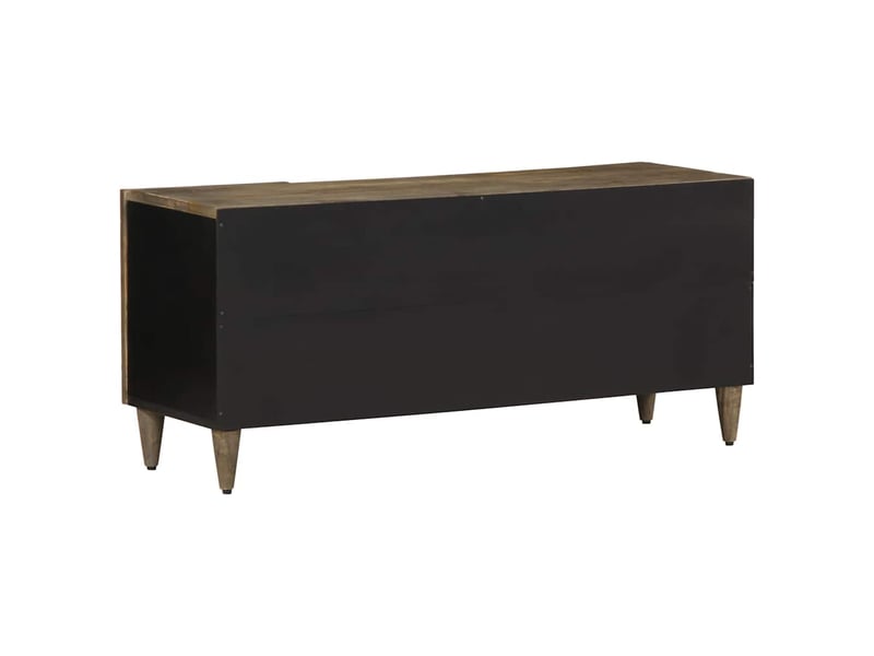  Meuble tv - banc tv - meuble de rangement gris clair 105x33,5x46 cm bois massif de manguier  - Conforama E