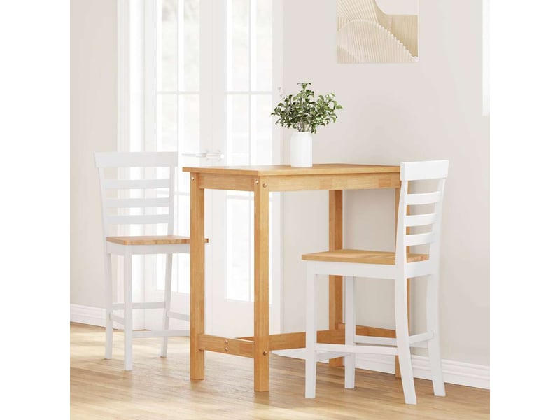  Lot de 2 tabouret de bar, chaise de bar blanc bois massif d'hévéa  - Conforama C
