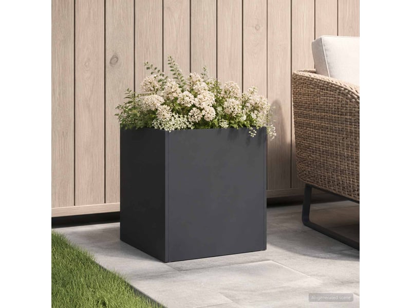  Jardinière - cache-pot de jardin noir 20 x 20 x 20 cm acier laminé à froid  - Conforama B