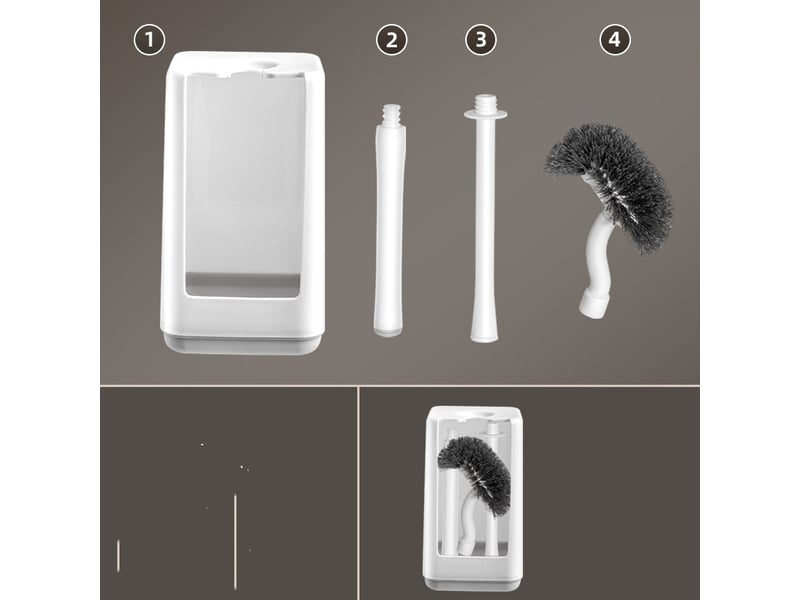  Lot de 2 brosses de toilette, long manche courbée, en plastique blanc  - Conforama E