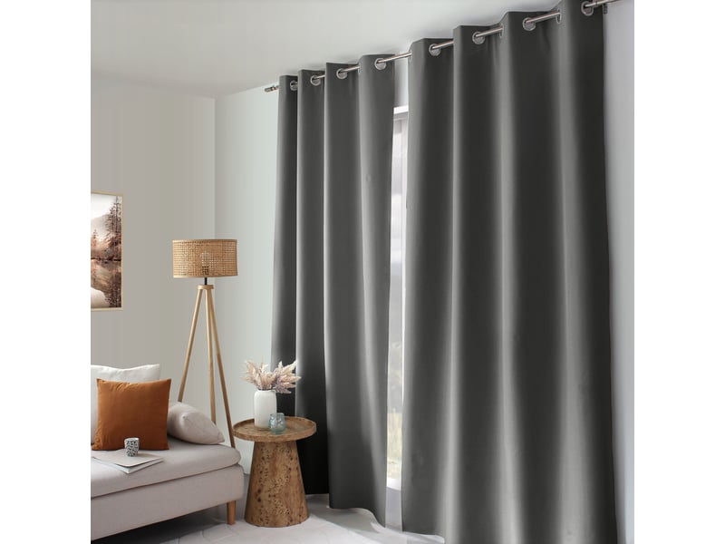 Rideaux occultant thermique, gris clair, 140x240 cm, lot de 2, avec œillets, collection oxford, cmadeco - gris LOT2-H2055GRCR135240 - Conforama R