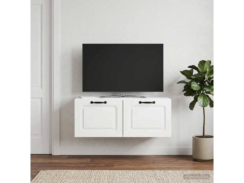  Meuble tv - banc tv - meuble de rangement mural montage mural blanc brillant 78,5 x 31 x 30 cm  - Conforama B