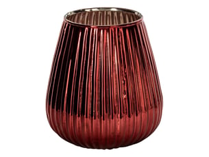 Photophore strié en verre ilona 26cm rouge