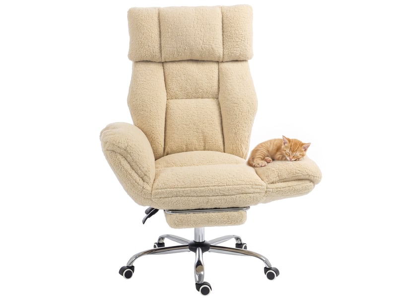  Chaise bureau design bouclette grand confort crème  - Conforama A