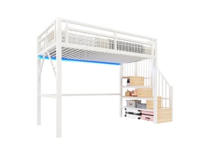 Lit mezzanine 140x200 cm <strong>OKWISH</strong> <strong></strong> coloris blanc
