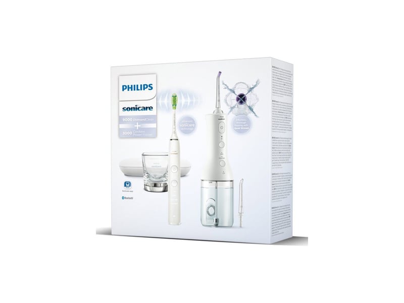  Brosse a dents sonique ultrasonique diamondclean 9000 hx388641 + power flosser jet set blanc PHI8720689016155 - Conforama A