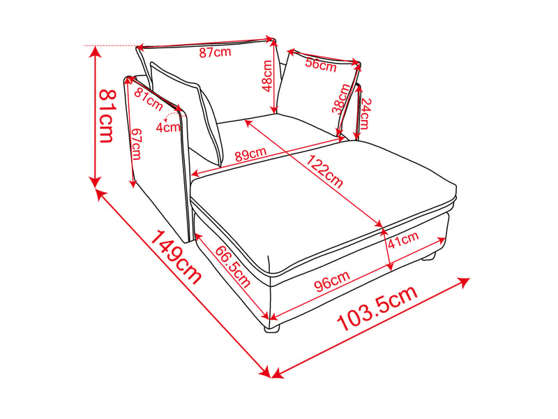  Fauteuil lounge modenvie 1 place avec pouf de rangement modulable en velours gris 149 x 103,5 x 81 cm  - Conforama C