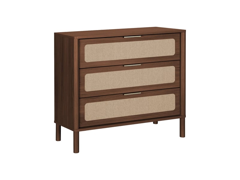  Commode vintage décor bois et cannage 3 tiroirs noyer - etta  - Conforama A
