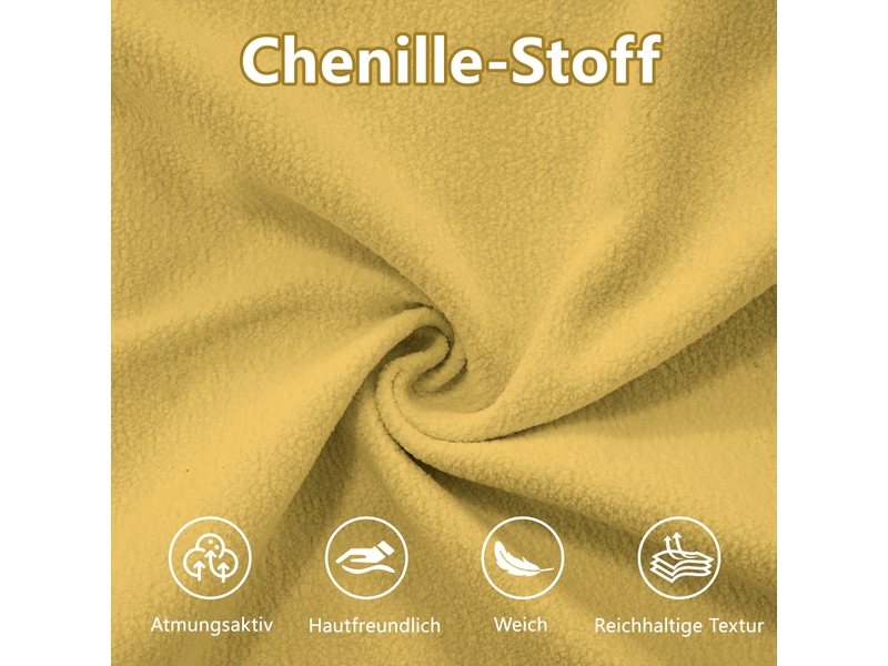  Canapé d'angle modulable en tissu chenille jaune avec 2 ottomans, canapé salon confortable large  - Conforama R
