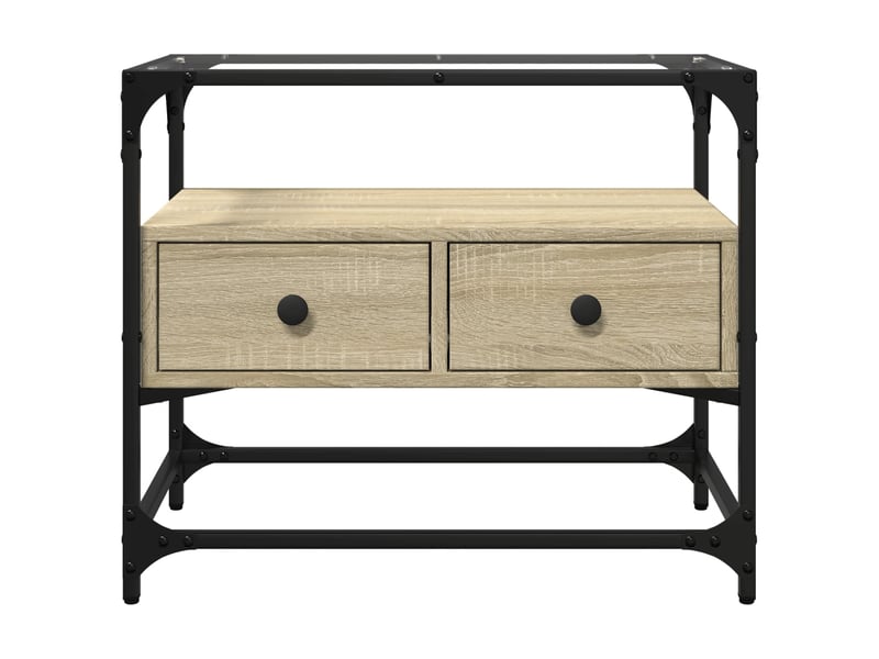  Meuble tv - banc tv - meuble de rangement avec dessus en verre chêne sonoma bois d'ingénierie  - Conforama D