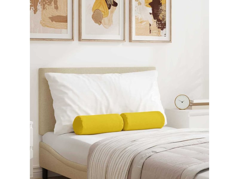  Lot de 2 coussins d'accent, coussins décoratifs, coussins lombaires tissu jaune clair ø 15 x 40 cm cf56699  - Conforama B