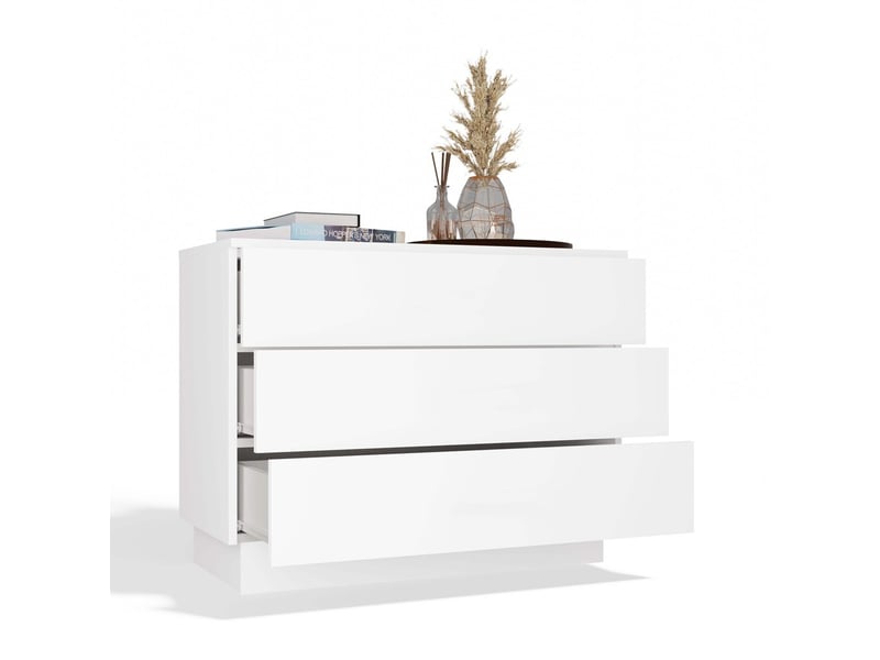  Amber 3s - commode 3 tiroirs - 85x66x40 cm - pour chambre et salon - blanc  - Conforama E