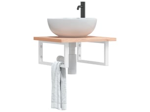 Étagère de vasque | étagère murale acier et bois massif de hêtre shl9401